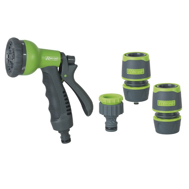 Ribiland - Watering kit with spray gun + 2 fittings 15mm + tap nose