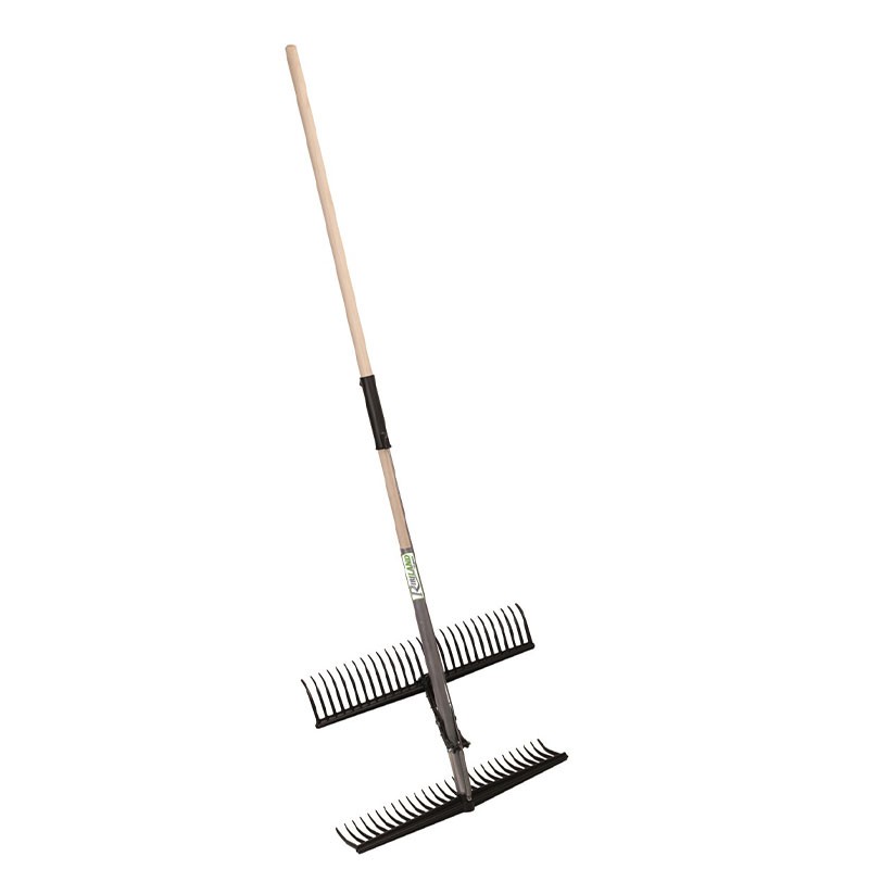 Ribiland - Râteau ramasseur à double mâchoire 28 dents manche 118cm