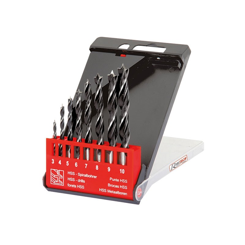 Ribitech - Set mit 8 Holzbohrern von 3 bis 10 mm