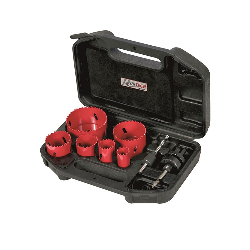 SET OF 6 STEEL HOLE SAWS 22/29/38/44/57/67 MM CASE