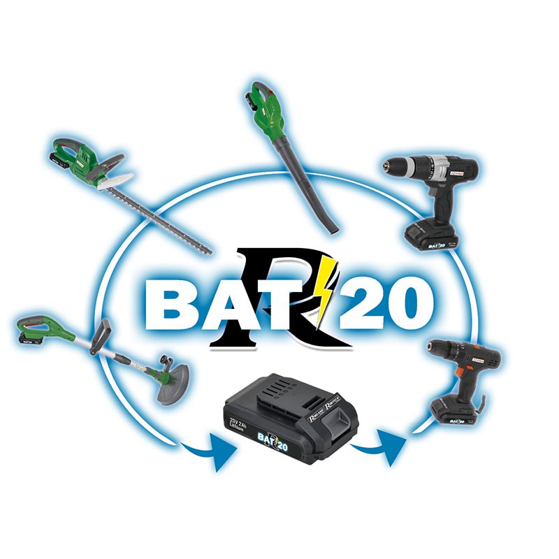 TAILLE-HAIES R-BAT20 A BATT + BATTERIE 20V 2AMP + CHARGEUR