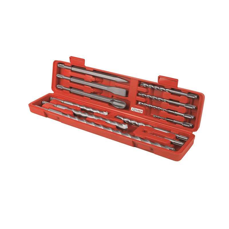 Ribitech - Case of 12 chisels, punching tools, SDS drills