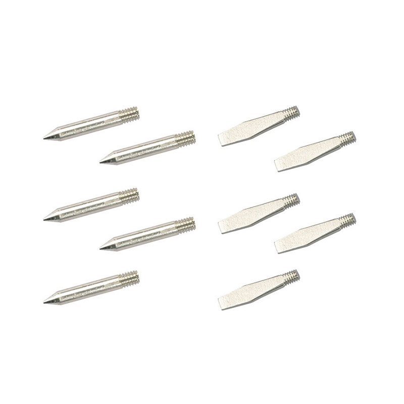 Ribitech - Lot de 10 pannes pour fer à souder (5 plates + 5 pointes)