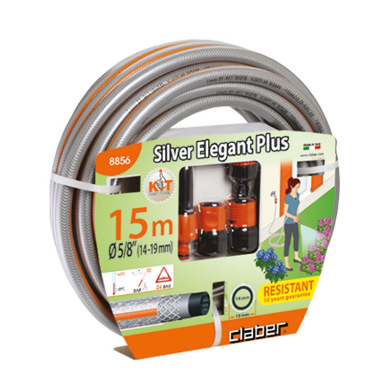 Claber - Kit de mangueira de 15m 5/8 (15mm) com acessórios e bocal