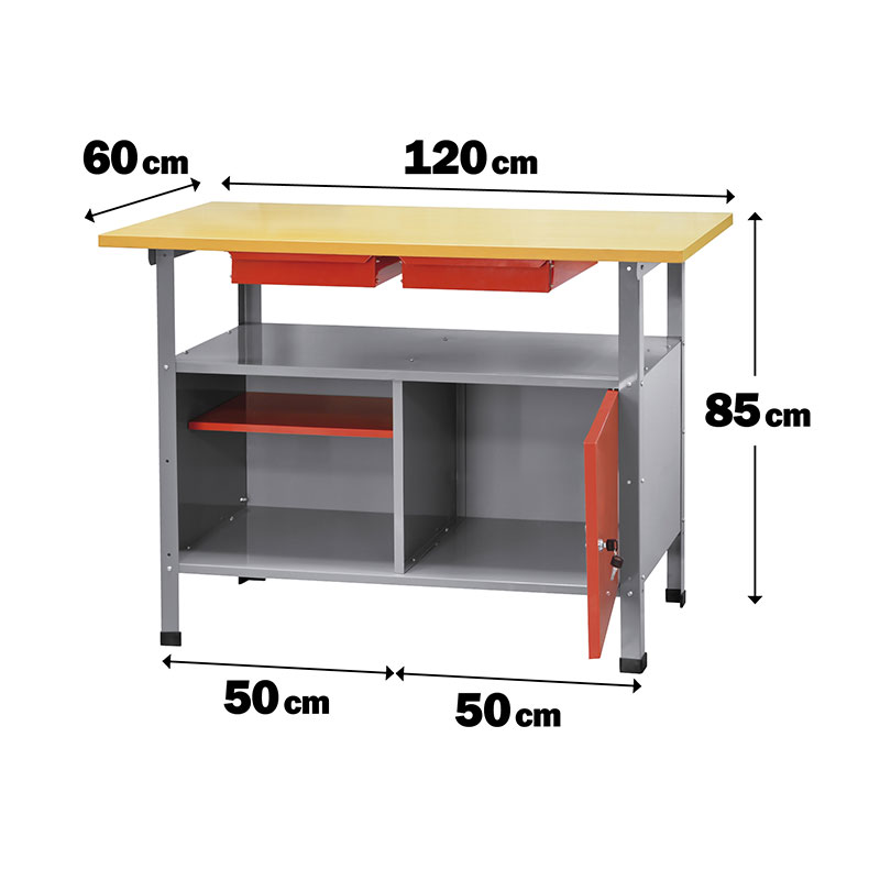 Ribitech - Banco da lavoro in metallo con piano in legno