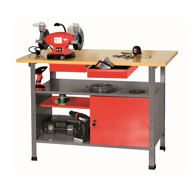 Ribitech - Banco da lavoro in metallo con piano in legno