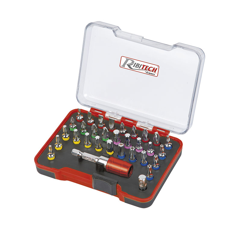 Ribitech - Set of 30 screwdriver bits and socket adapter