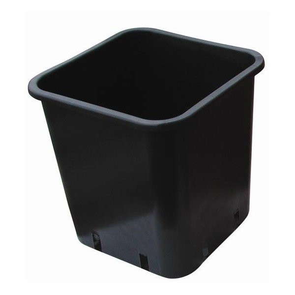 Black plastic square pot 23 x 23 x 26 - 11L