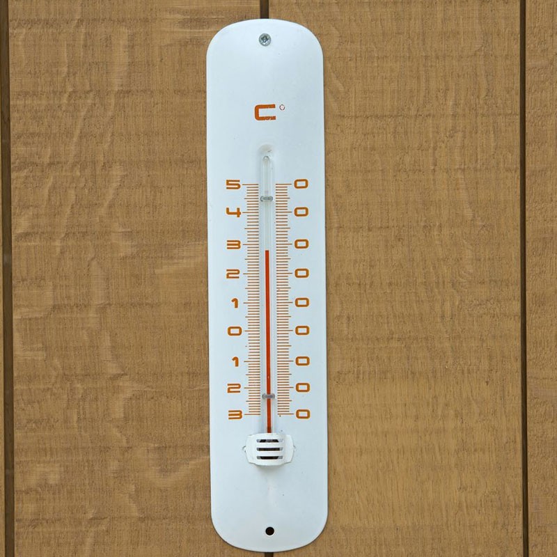 6080051 WANDTHERMOMETER EXT METALL EPOXY WEISS H30X6,5X1CM