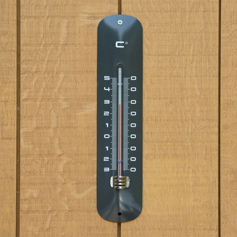 6080059 THERMOMETRE MURAL EXT METAL EPOXY ANTHRACITE H30X6.5X1CM