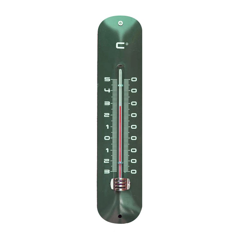 Nature - Thermométre mural métal extérieur en époxy - Vert H 30 X 6.5 X 1 cm