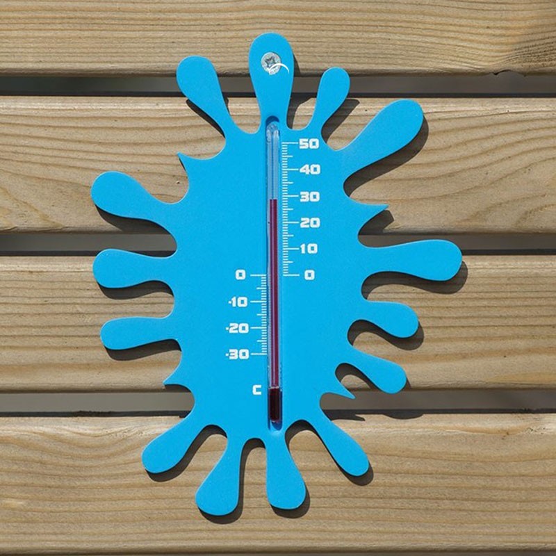 6080093 THERMOMETRE MURAL EXT PLASTIQUE BLEU. SPLASH H15CM