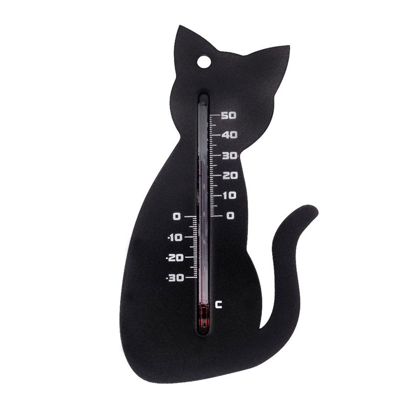  Nature - Wandthermometer für den Außenbereich - Schwarze Katze