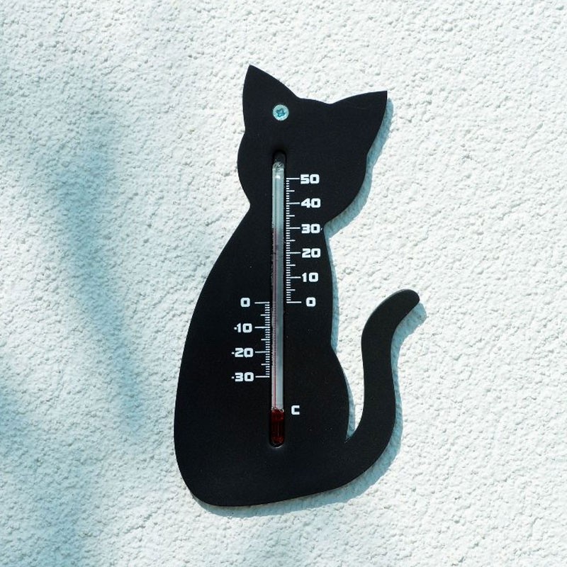 6080094 WANDTHERMOMETER EXT PLASTIC ZWART KAT H15CM