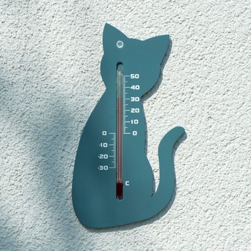 6080095 THERMOMETRE MURAL EXT PLASTIQUE GRIS CHAT H15CM