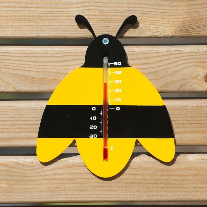 6080100 THERMOMETRE MURAL EXT PLASTIQUE NOIR/JAUNE ABEILLE H15CM