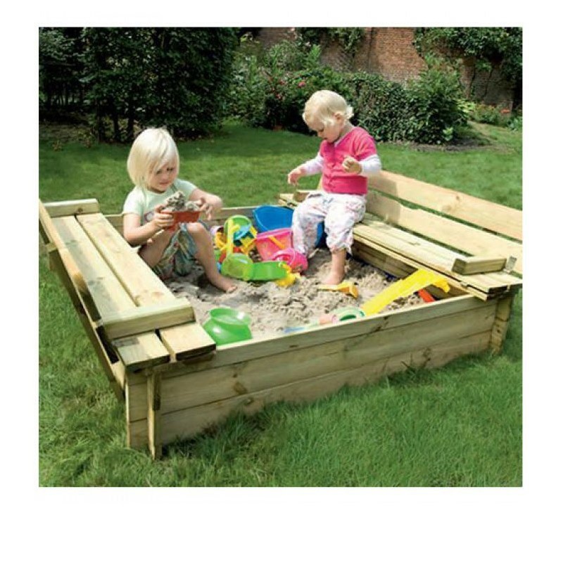 SQUARE SANDBOX WITH BENCH-LID 120X120CM