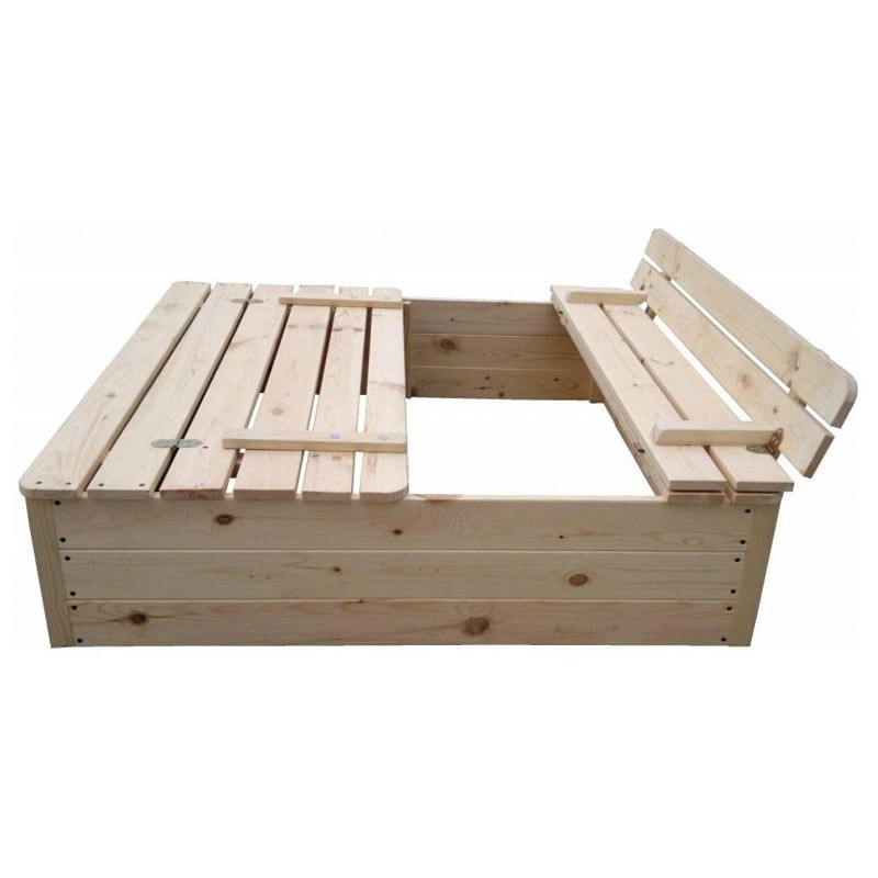 QUADRATISCHER SANDKASTEN MIT BANKDECKEL 120X120CM