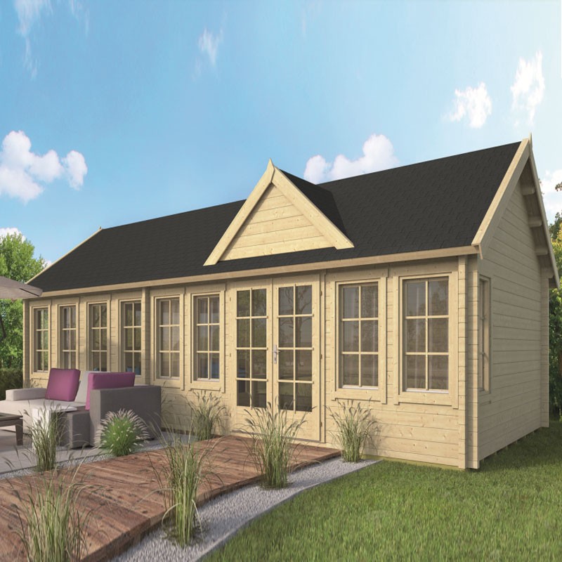 Tuindeco - Chalet de madera maciza 32,40 m² - 70mm - Calidad residencial - Big Lauren