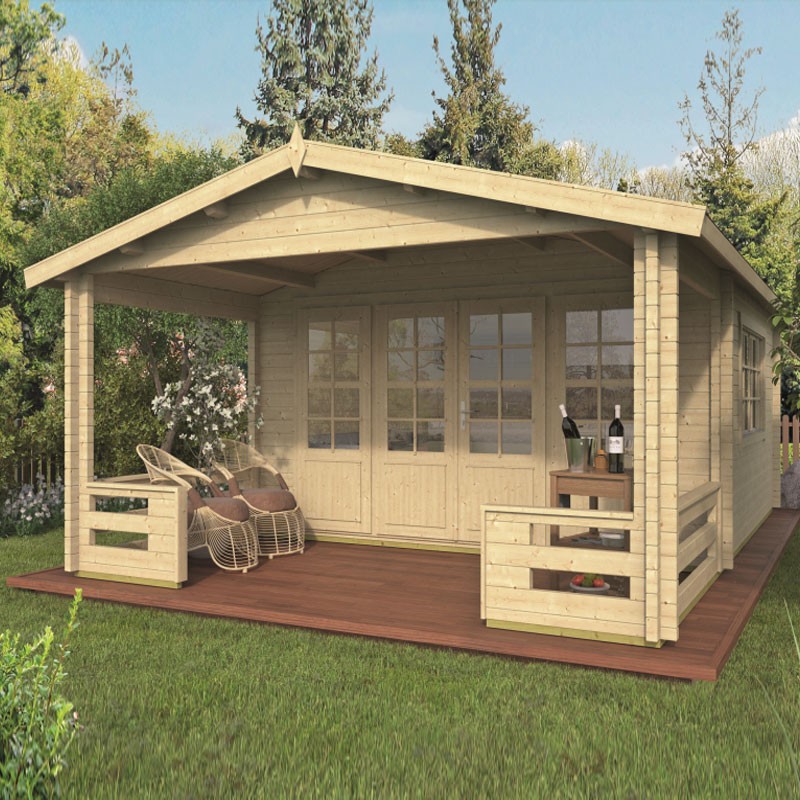 Tuindeco - Massief houten chalet 13.4m² - 58mm - Woonkwaliteit - Bolton