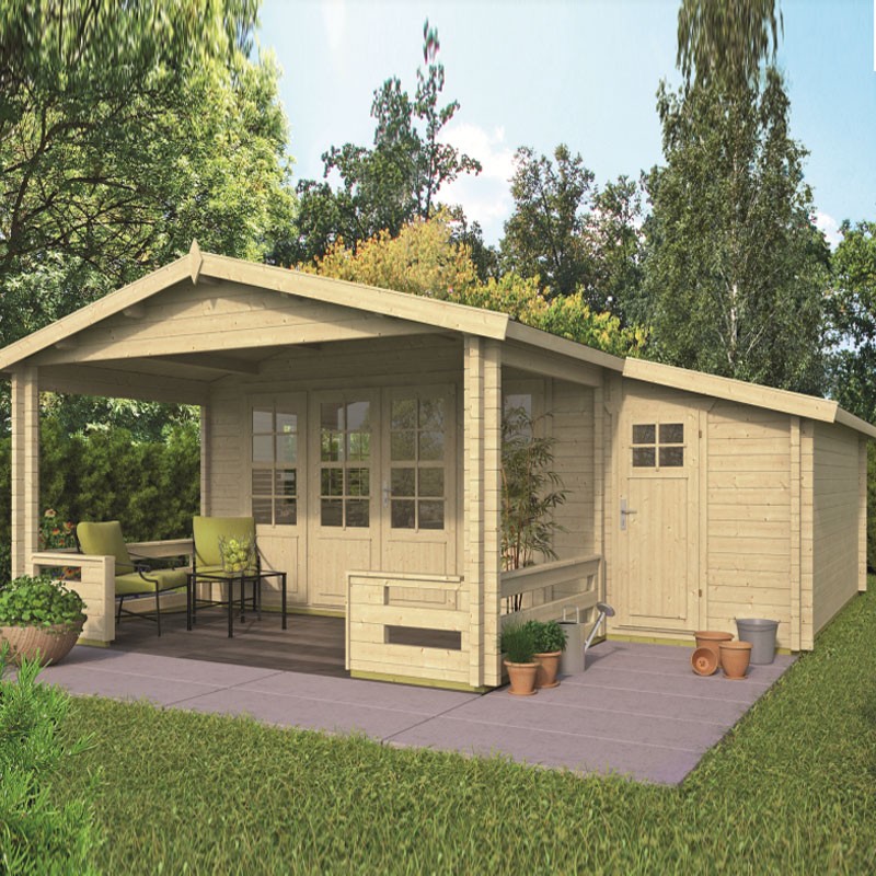 Tuindeco - Chalet aus Massivholz 13,4m² - 58mm - Wohnqualität - Coventry