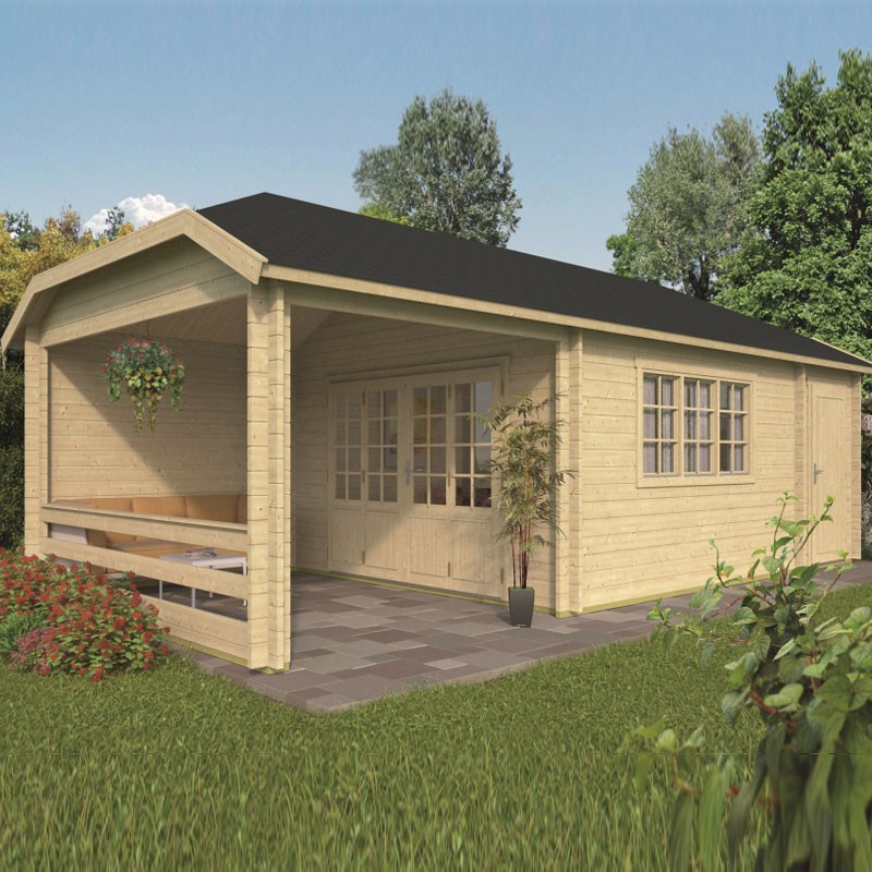 Tuindeco - Chalet bois massif 22m² - 45mm - Qualité résidentielle - Sibella