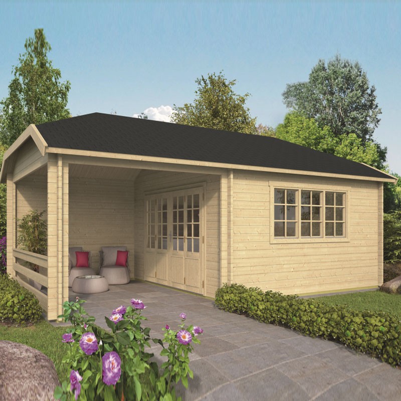 Tuindeco - Chalet bois massif 16m² - 45mm - Qualité résidentielle - Torkel