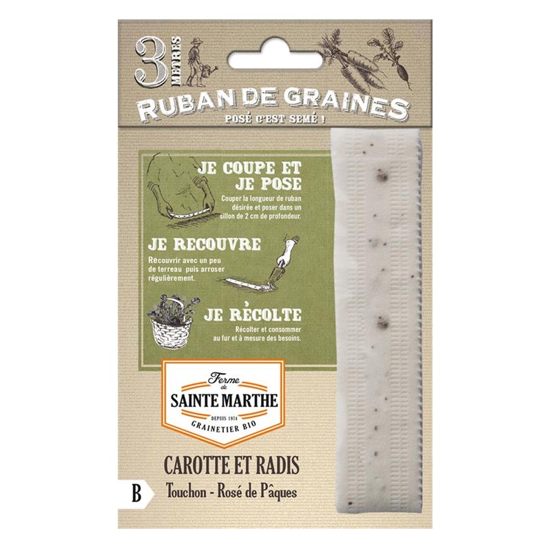 La ferme Sainte Marthe - Cinta de 150 semillas Zanahoria y Rábano Touchon Rose de Paques 3 AB
