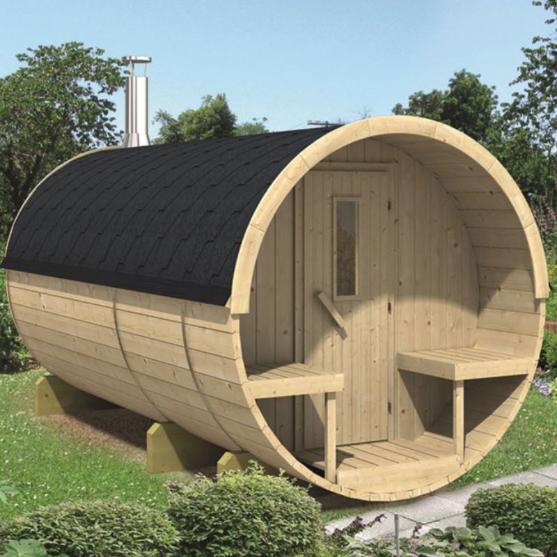 Tuindeco - Sauna de pinho Ø 215 - L 350 cm com telha