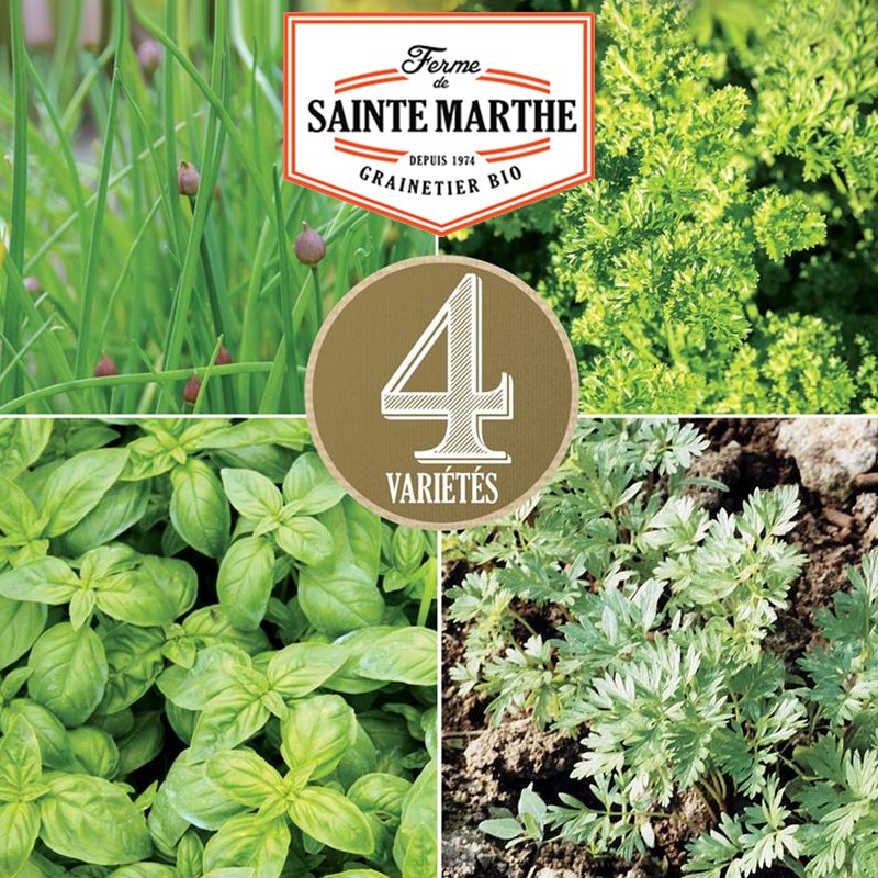 La ferme Sainte Marthe - 600 zaden Aromatisch mengsel - Bieslook, Peterselie, Basilicum, Kervel