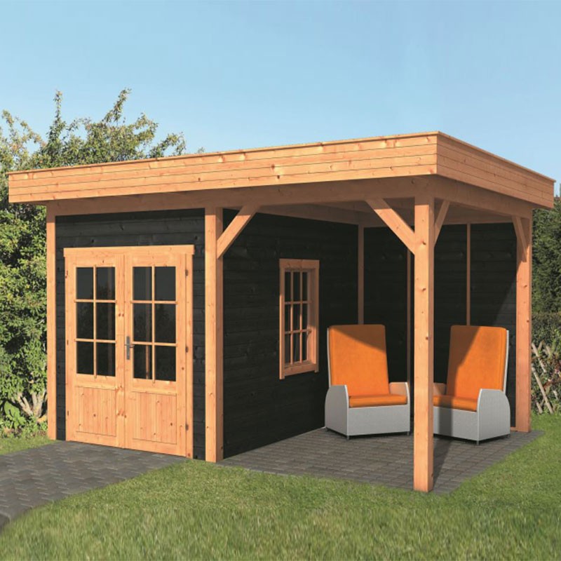 Tuindeco - Oslo L type 4 modulair tuinhuis - Zwarte muur