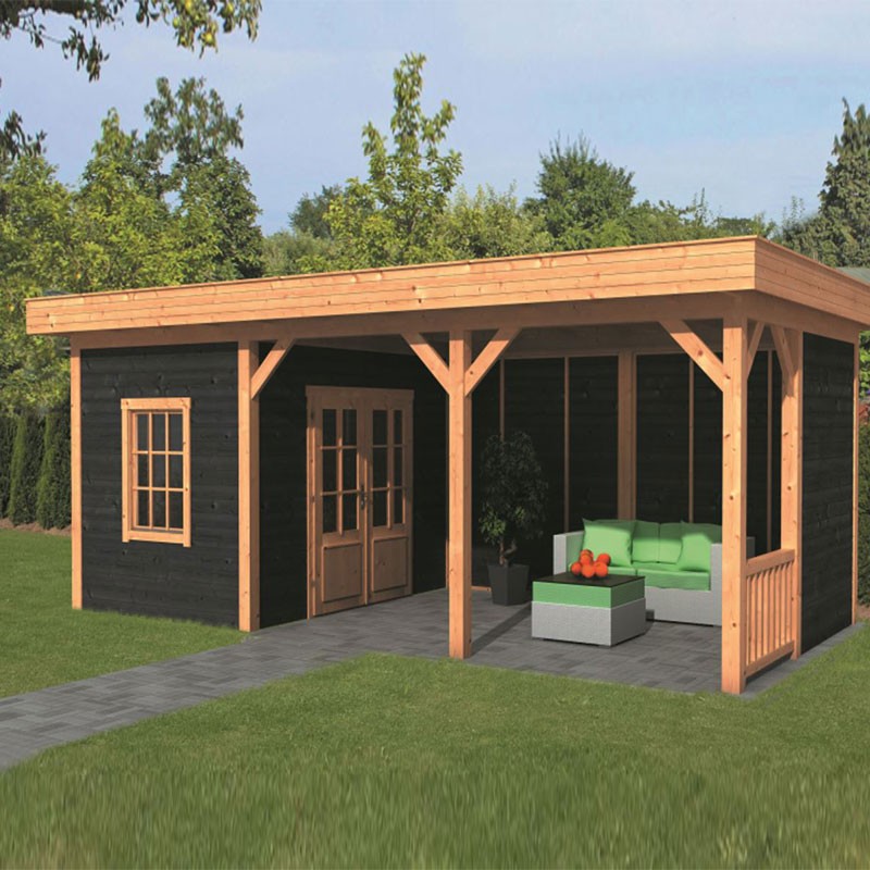 Tuindeco - Modulares Gartengebäude Oslo L Typ 8 - Schwarze Wand