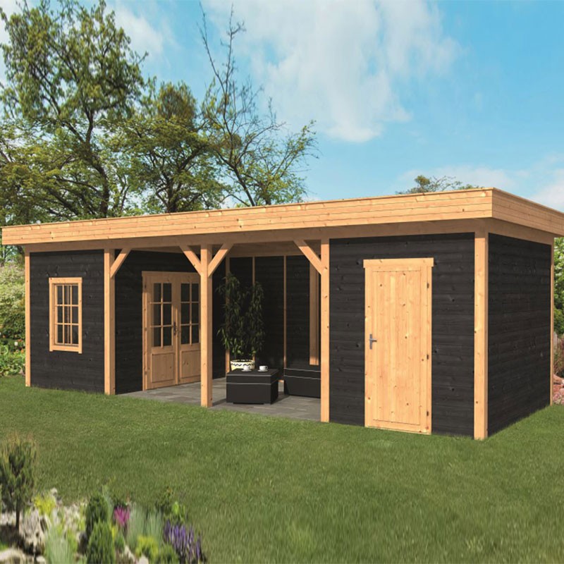 Tuindeco - Construcción modular de jardín Oslo tipo L 12 - Pared negra