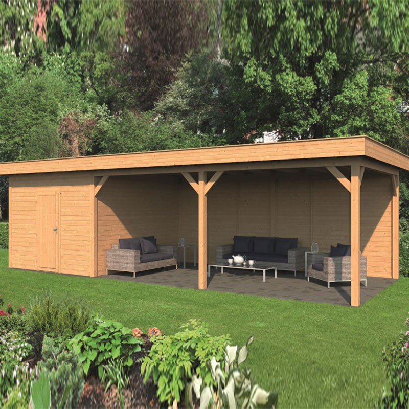Tuindeco - Modulares Gartengebäude Oslo XL Typ 7 - Natürliche Wand
