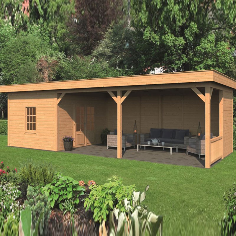 Tuindeco - Modulares Gartengebäude Oslo XL Typ 8 - Natürliche Wand