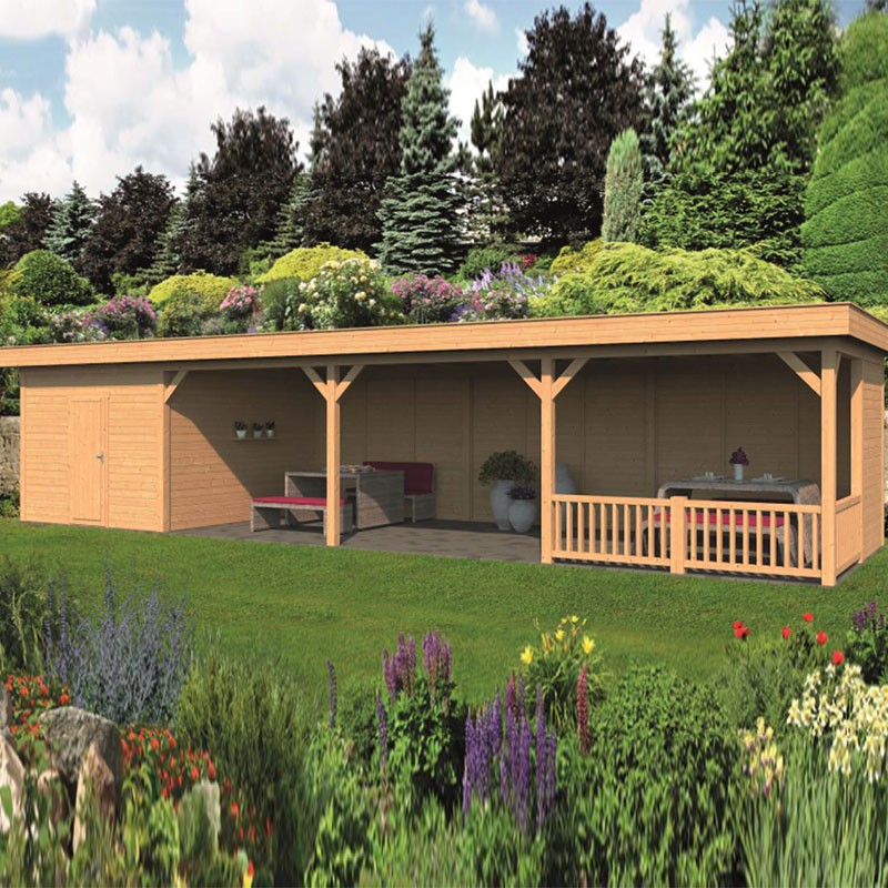 Tuindeco - Modulares Gartengebäude Oslo XL Typ 10 - Natürliche Wand