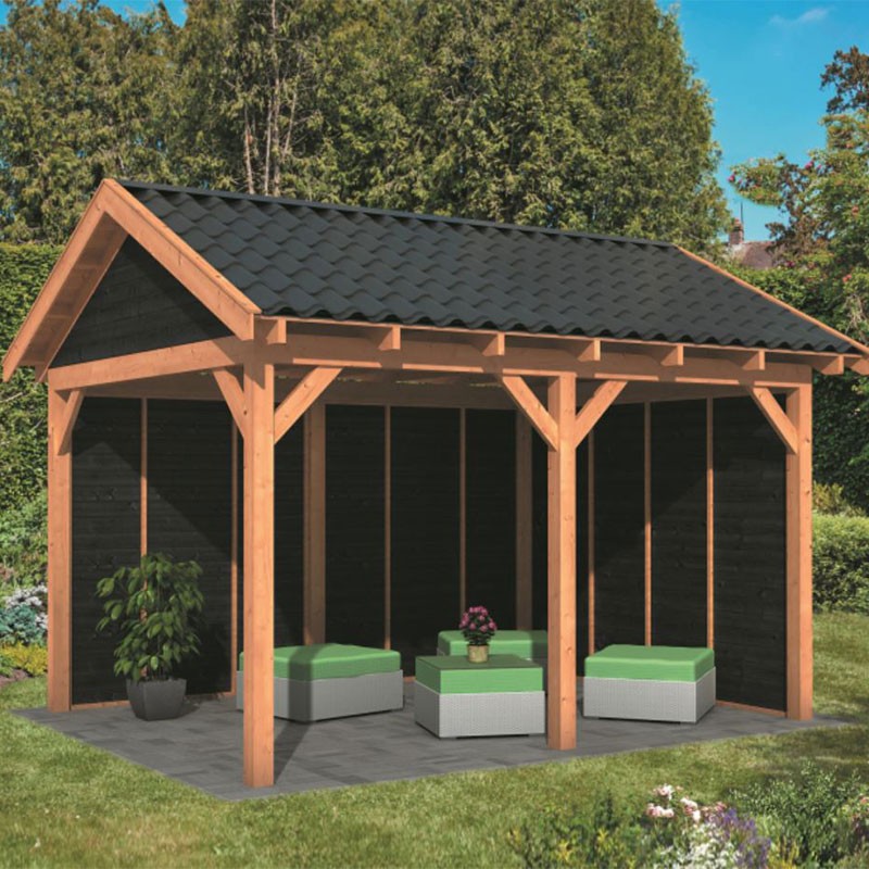 Tuindeco - Modulares Gartengebäude Hamar L Typ 2 - Schwarze Wand