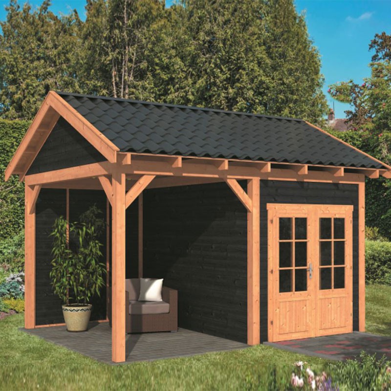 Tuindeco - Modulares Gartengebäude Hamar L Typ 3 - Schwarze Wand