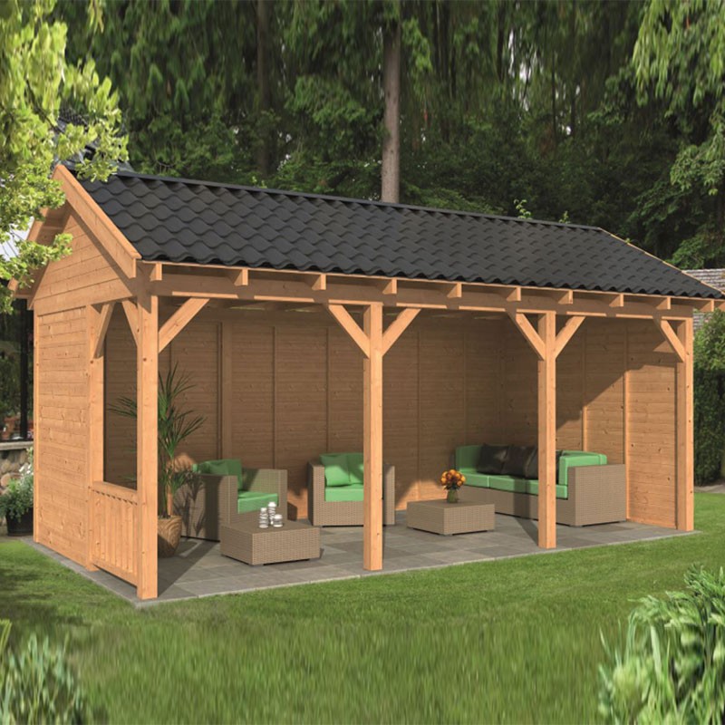 Tuindeco - Edifício de jardim modular Hamar L tipo 6 - Muro natural