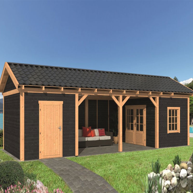 Tuindeco - Modular garden building Hamar L type 12 - Black wall