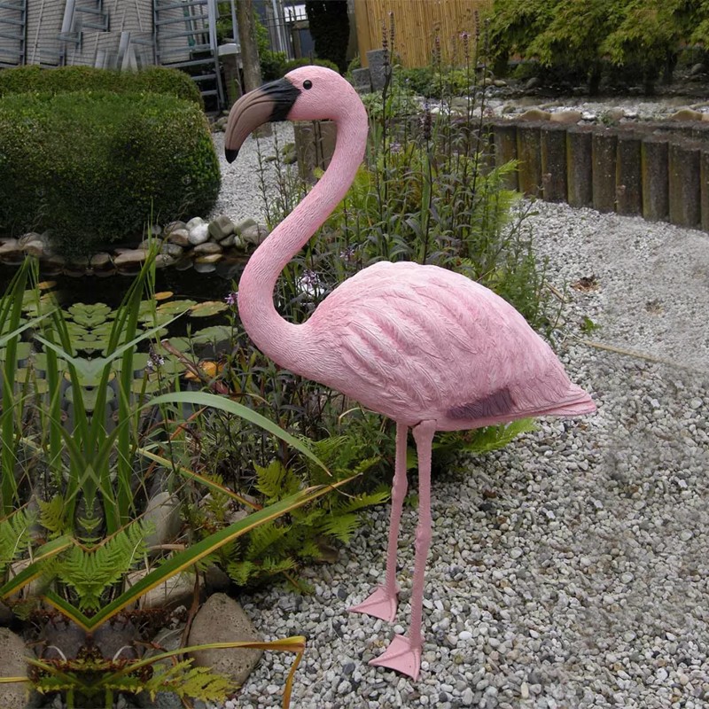 1382503 PINK FLAMINGO ON 2 LEGS PIQUET INCLUDED H90CM
