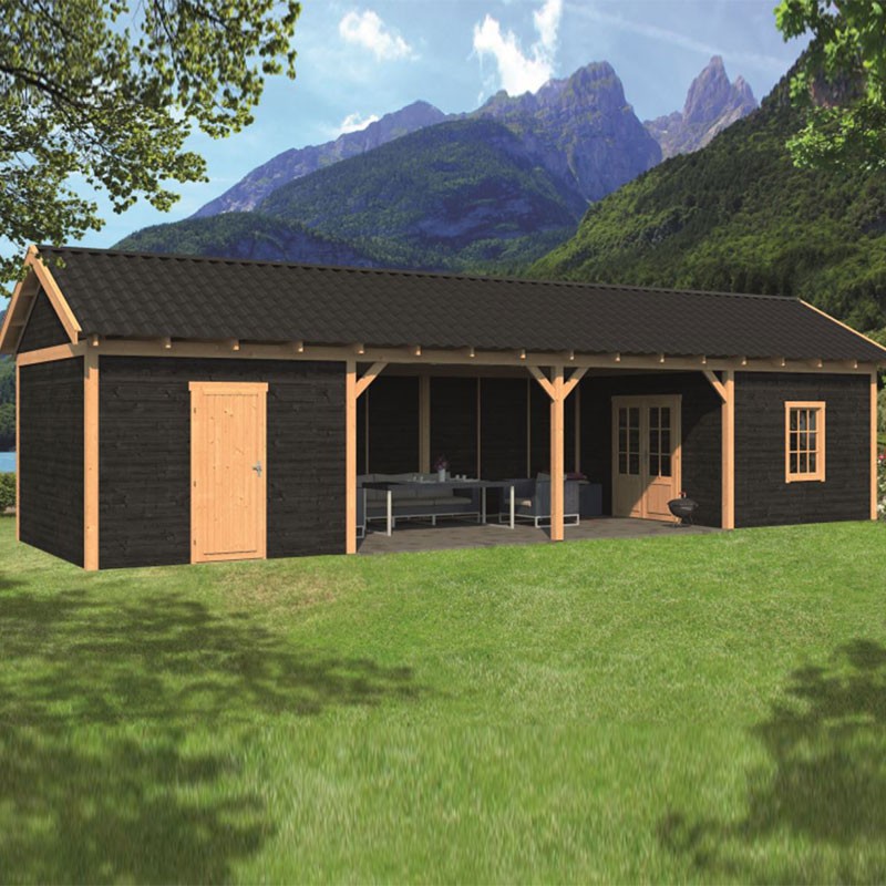 Tuindeco - Caseta de jardín modular Hamar XL tipo 12 - Pared negra