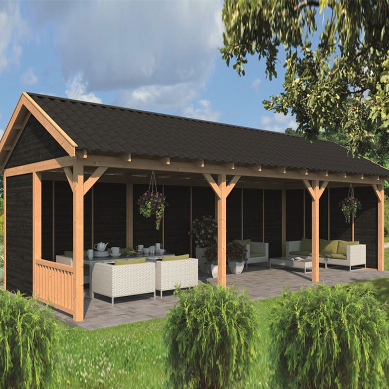 Tuindeco - Caseta de jardín modular Hamar XL tipo 6 - Pared negra
