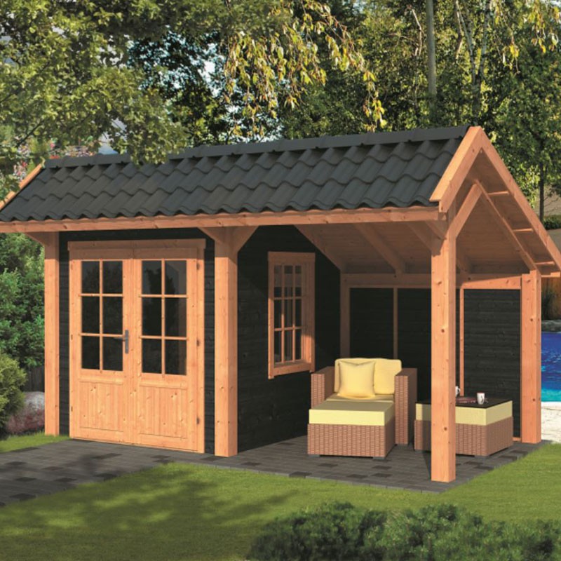 Tuindeco - Bergen L type 3 modulair tuinhuis - Zwart