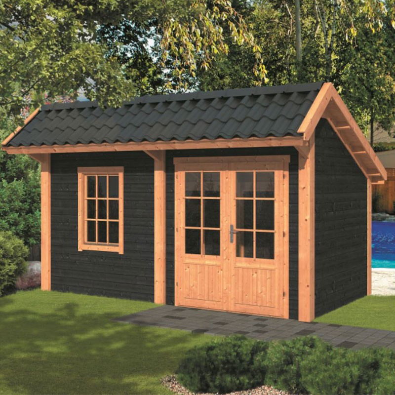Tuindeco - Bergen L type 4 modulair tuinhuis - Zwart