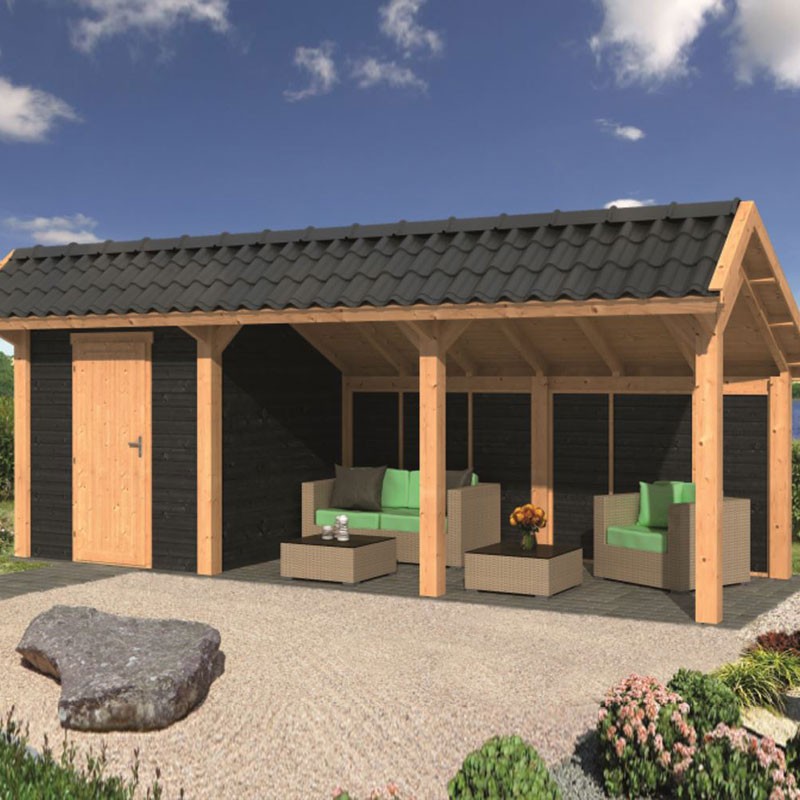 Tuindeco - Bergen L type 7 modulair tuinhuis - Zwart