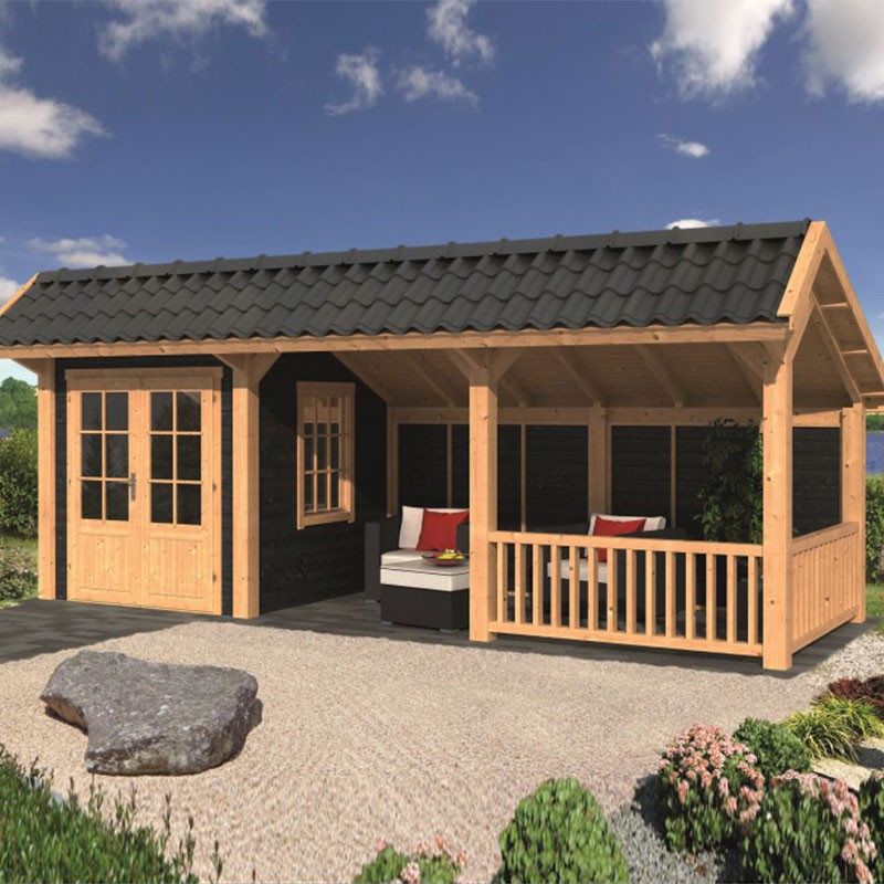 Tuindeco - Bergen L type 8 modulair tuinhuis - Zwart