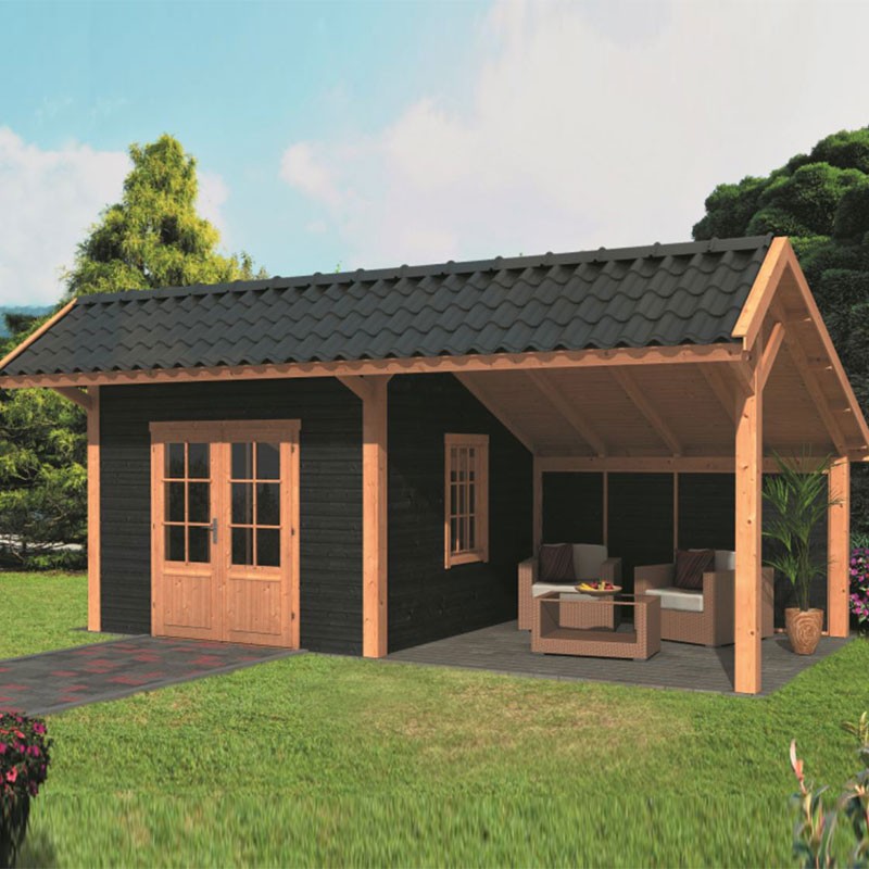 Tuindeco - Edifício de jardim modular Bergen XL tipo 3 - Preto
