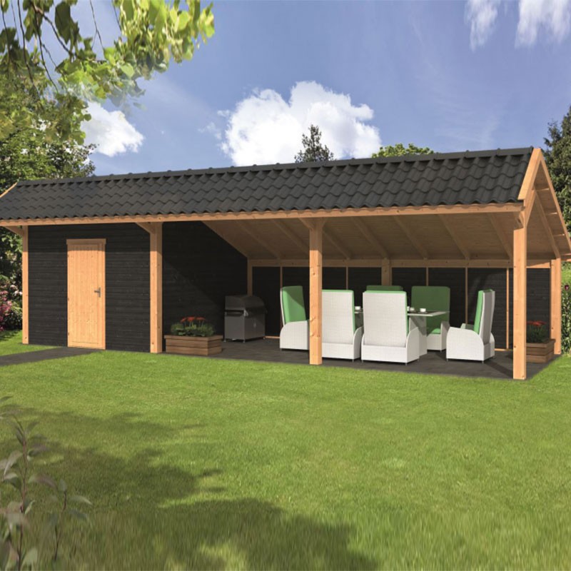 Tuindeco - Modulares Gartengebäude Bergen XL Typ 7 - Schwarz