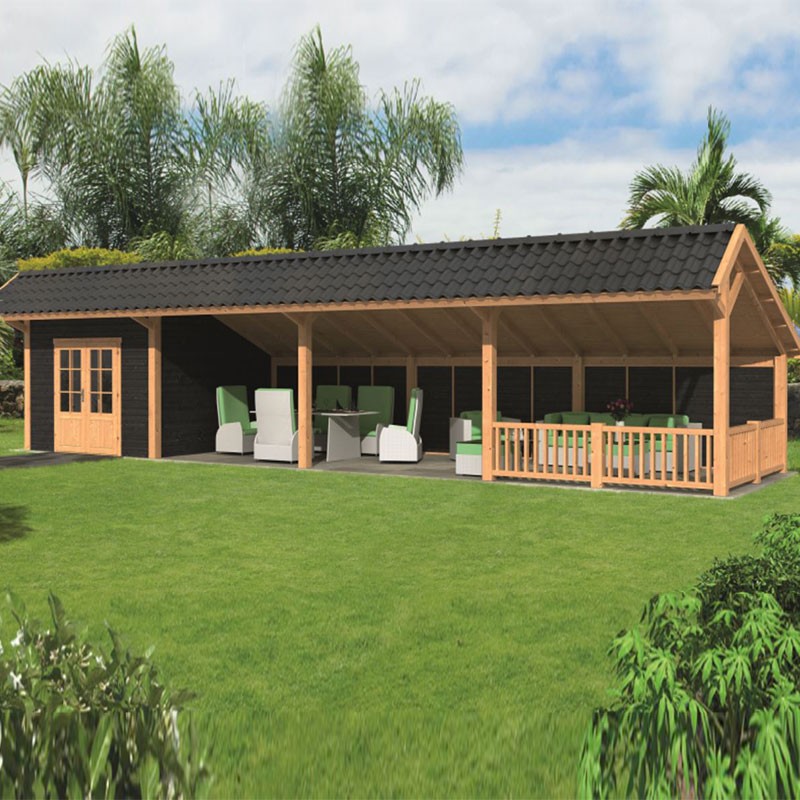 Tuindeco - Modulares Gartengebäude Bergen XL Typ 11 - Schwarz